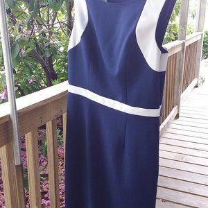 Adrianna Papell classic Sleeveless Dress Summer Spring Navy Blue White Size 4